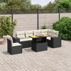 Maison exclusive - salon de jardin 7 pcs avec coussins noir résine tressée