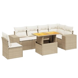 Maison exclusive - salon de jardin avec coussins 7 pcs beige résine tressée