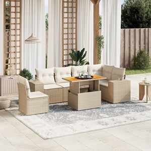 Maison exclusive - salon de jardin avec coussins 7 pcs beige résine tressée