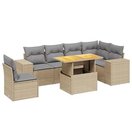 Maison exclusive - salon de jardin avec coussins 7 pcs beige résine tressée