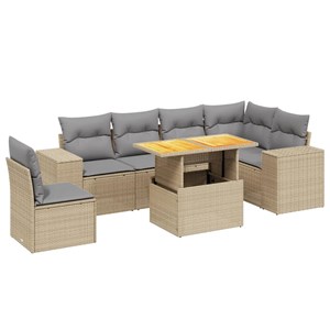 Maison exclusive - salon de jardin avec coussins 7 pcs beige résine tressée