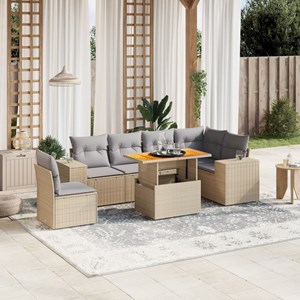 Maison exclusive - salon de jardin avec coussins 7 pcs beige résine tressée