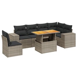 Maison exclusive - salon de jardin avec coussins 7 pcs gris résine tressée