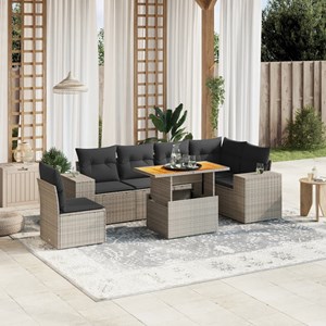 Maison exclusive - salon de jardin avec coussins 7 pcs gris résine tressée