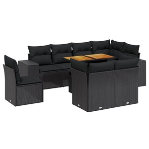 Maison exclusive - salon de jardin 9 pcs avec coussins noir résine tressée
