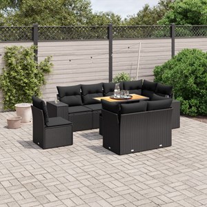 Maison exclusive - salon de jardin 9 pcs avec coussins noir résine tressée
