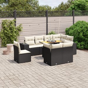Maison exclusive - salon de jardin 9 pcs avec coussins noir résine tressée