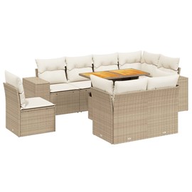 Maison exclusive - salon de jardin avec coussins 9 pcs beige résine tressée