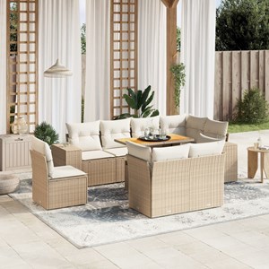 Maison exclusive - salon de jardin avec coussins 9 pcs beige résine tressée