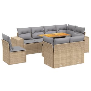 Maison exclusive - salon de jardin avec coussins 9 pcs beige résine tressée