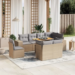Maison exclusive - salon de jardin avec coussins 9 pcs beige résine tressée