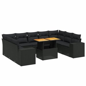 Maison exclusive - salon de jardin 10 pcs avec coussins noir résine tressée