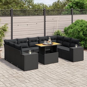 Maison exclusive - salon de jardin 10 pcs avec coussins noir résine tressée