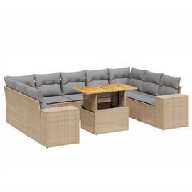 Maison exclusive - salon de jardin avec coussins 10 pcs beige résine tressée