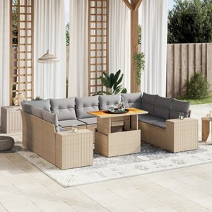 Maison exclusive - salon de jardin avec coussins 10 pcs beige résine tressée