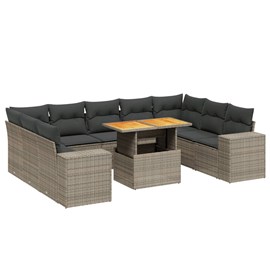 Maison exclusive - salon de jardin avec coussins 10 pcs gris résine tressée