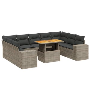 Maison exclusive - salon de jardin avec coussins 10 pcs gris résine tressée
