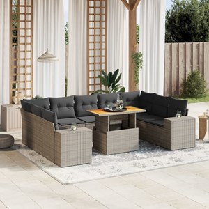 Maison exclusive - salon de jardin avec coussins 10 pcs gris résine tressée