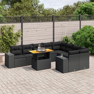 Maison exclusive - salon de jardin 10 pcs avec coussins noir résine tressée