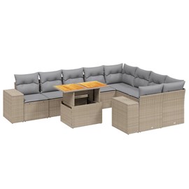 Maison exclusive - salon de jardin avec coussins 10 pcs beige résine tressée