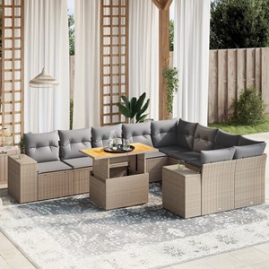 Maison exclusive - salon de jardin avec coussins 10 pcs beige résine tressée