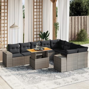 Maison exclusive - salon de jardin avec coussins 10 pcs gris résine tressée