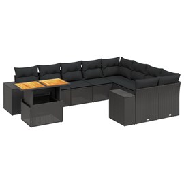 Maison exclusive - salon de jardin 10 pcs avec coussins noir résine tressée