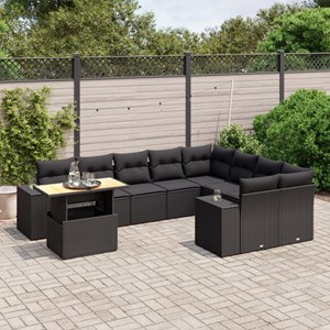 Maison exclusive - salon de jardin 10 pcs avec coussins noir résine tressée