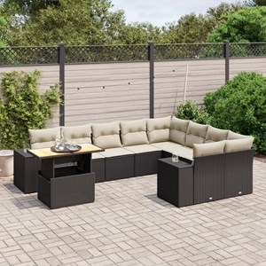 Maison exclusive - salon de jardin 10 pcs avec coussins noir résine tressée