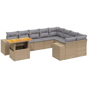 Maison exclusive - salon de jardin avec coussins 10 pcs beige résine tressée