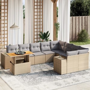 Maison exclusive - salon de jardin avec coussins 10 pcs beige résine tressée