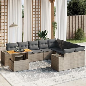 Maison exclusive - salon de jardin avec coussins 10 pcs gris résine tressée