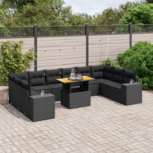 Maison exclusive - salon de jardin 11 pcs avec coussins noir résine tressée