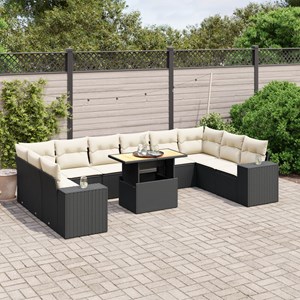Maison exclusive - salon de jardin 11 pcs avec coussins noir résine tressée