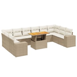 Maison exclusive - salon de jardin 11 pcs avec coussins beige résine tressée