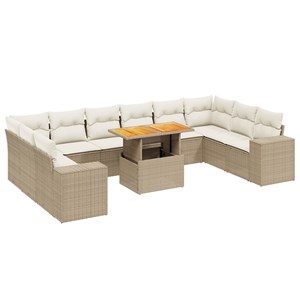 Maison exclusive - salon de jardin 11 pcs avec coussins beige résine tressée
