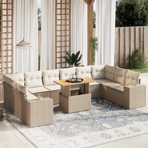 Maison exclusive - salon de jardin 11 pcs avec coussins beige résine tressée