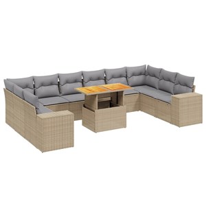 Maison exclusive - salon de jardin 11 pcs avec coussins beige résine tressée