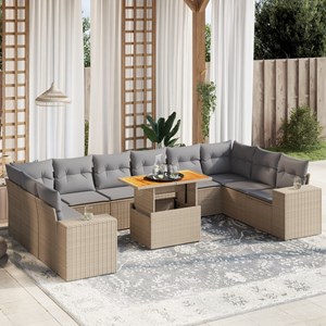 Maison exclusive - salon de jardin 11 pcs avec coussins beige résine tressée