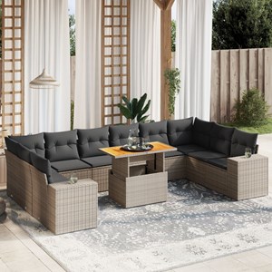 Maison exclusive - salon de jardin 11 pcs avec coussins gris résine tressée