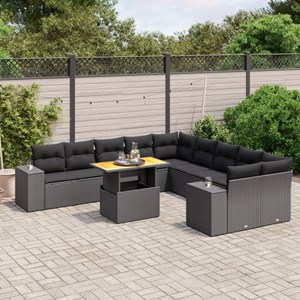 Maison exclusive - salon de jardin 11 pcs avec coussins noir résine tressée