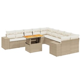 Maison exclusive - salon de jardin 11 pcs avec coussins beige résine tressée