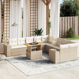 Maison exclusive - salon de jardin 11 pcs avec coussins beige résine tressée