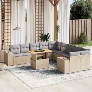 Maison exclusive - salon de jardin 11 pcs avec coussins beige résine tressée