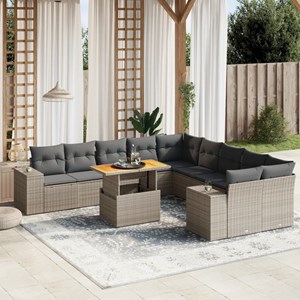 Maison exclusive - salon de jardin 11 pcs avec coussins gris résine tressée