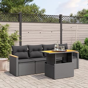 Maison exclusive - salon de jardin 5 pcs avec coussins noir résine tressée