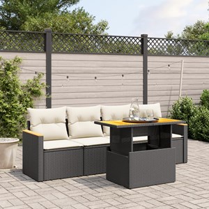 Maison exclusive - salon de jardin 5 pcs avec coussins noir résine tressée