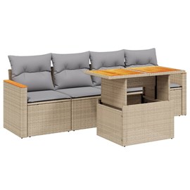 Maison exclusive - salon de jardin avec coussins 5 pcs beige résine tressée