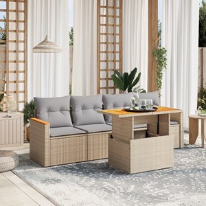 Maison exclusive - salon de jardin avec coussins 5 pcs beige résine tressée