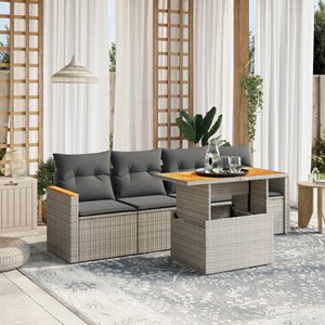 Maison exclusive - salon de jardin 5 pcs avec coussins gris résine tressée